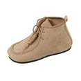 thumbnail image 2 of Willtoo Flat boots for Women Faux Suede Lace Up Ankle Boots Wide Round Toe Retro Style Street Footwear Flat Ankle Booties Khaki, 2 of 6