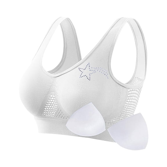 Comfort Bra for Women Sports Bras Crop Top for Yoga Wirefree Bra with Removable Pads for Women Sleep Yoga Daily Wear White XXXXXL