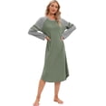 thumbnail image 3 of Women Long Sleeve Nightgown Loose Fit Sleepshirt Spring Fall Calf-Length Soft House Dress Round Neck Comfy Sleepwear Loungewear, Green S-3XL, 3 of 9