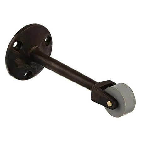 Bronze Door Stop - #8 x 3/4" Straight Stop - Oil Rubbed Finish - Solid Brass with DuraFlex Bumper - Odd Angle Door Protection