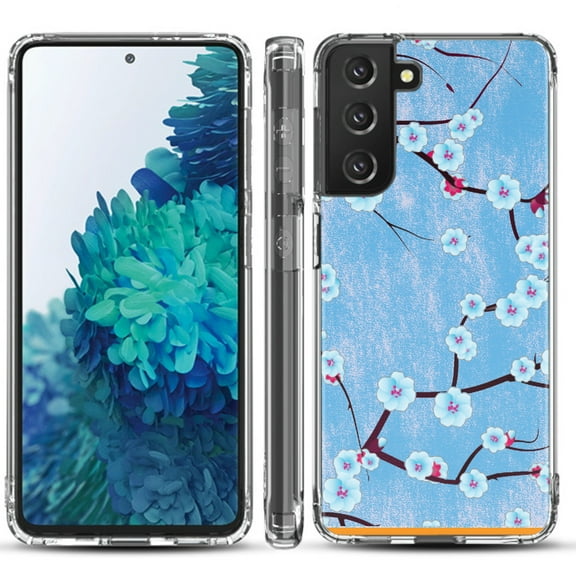 Shockproof Hybrid Bumper Phone Case for Samsung galaxy S21  5G / S21 Plus 5G, by OneToughShield ® - Blossom Sky