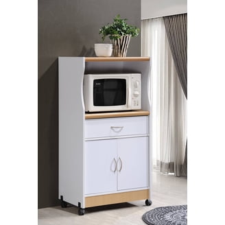Hodedah キッチンパントリー　グレイ×オーク Hodedah Microwave Kitchen Cart, Grey-Oak - Walmart.com