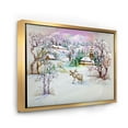 thumbnail image 3 of Winter Village Life Landscape 40 in x 30 in Framed Painting Canvas Art Print, by Designart, 3 of 5