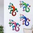 thumbnail image 4 of 4 paquetes de decoraciones de pared de metal gecko, arte de pared 3D inspirado en lagartos, coloridas decoraciones de esculturas colgantes para jardines, cercas, césped, granjas, 4 of 5