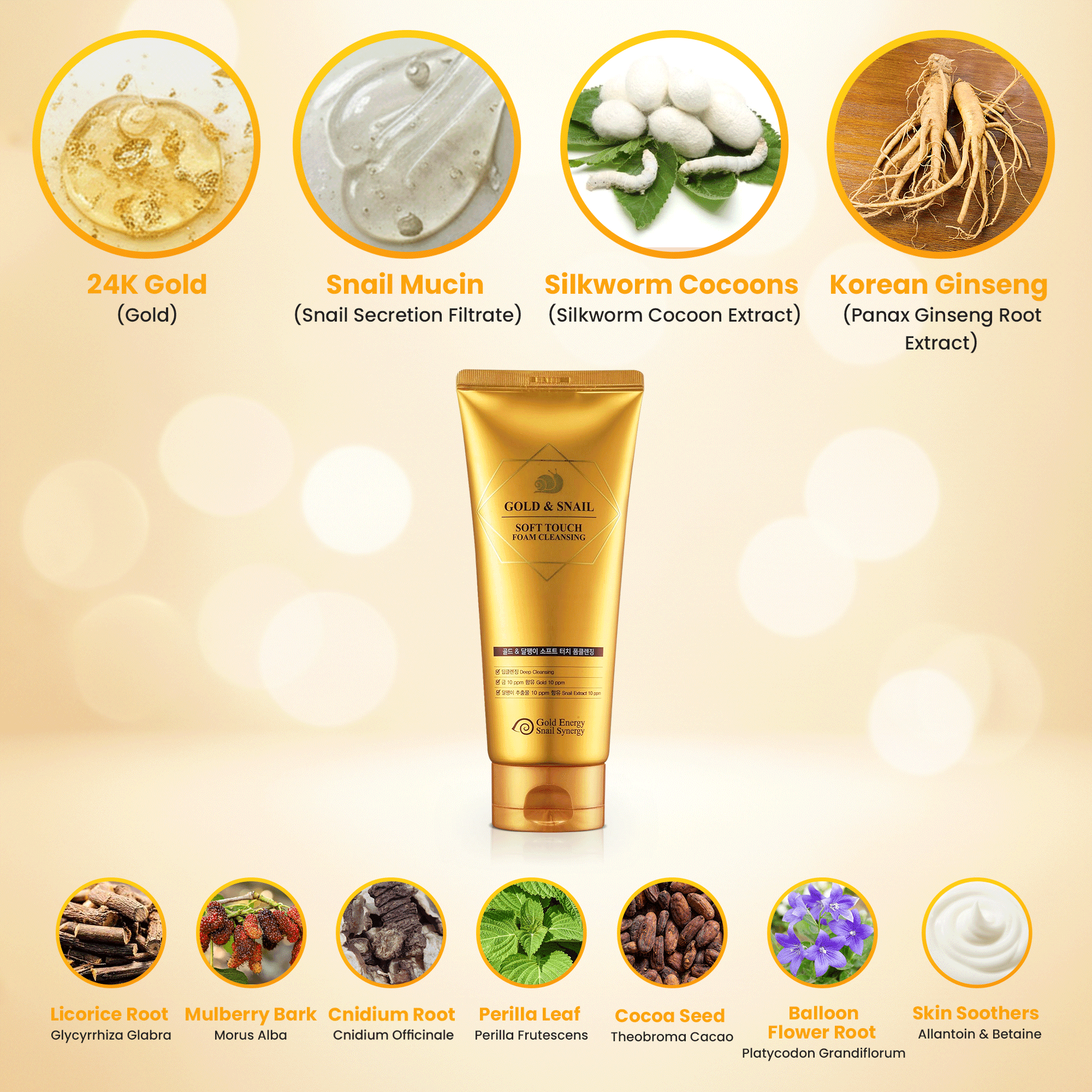 Madnice Gold and Snail Foam Cleanser, Hydrating Facial Wash for All Skin Types, 170 ml