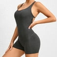 thumbnail image 5 of Spandex Bodysuit Romper for Women Shorts Workout Yoga Fitness Outfit Criss Cross Backless Sleeveless Jumpsuits (Large, Dark Gray 01), 5 of 7