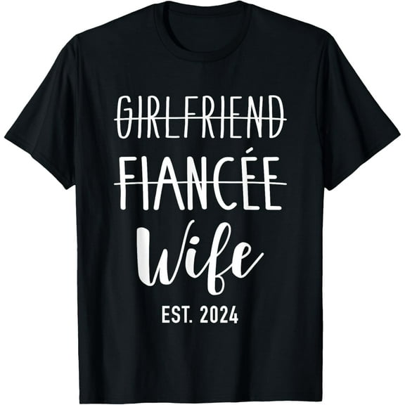 t-shirt Girlfriend fiancée wife 2024 for wedding and honeymoon T-Shirt mens，black，women，funny，journey，Crew Neck, Short Sleeve,custom clothing patterns.gift