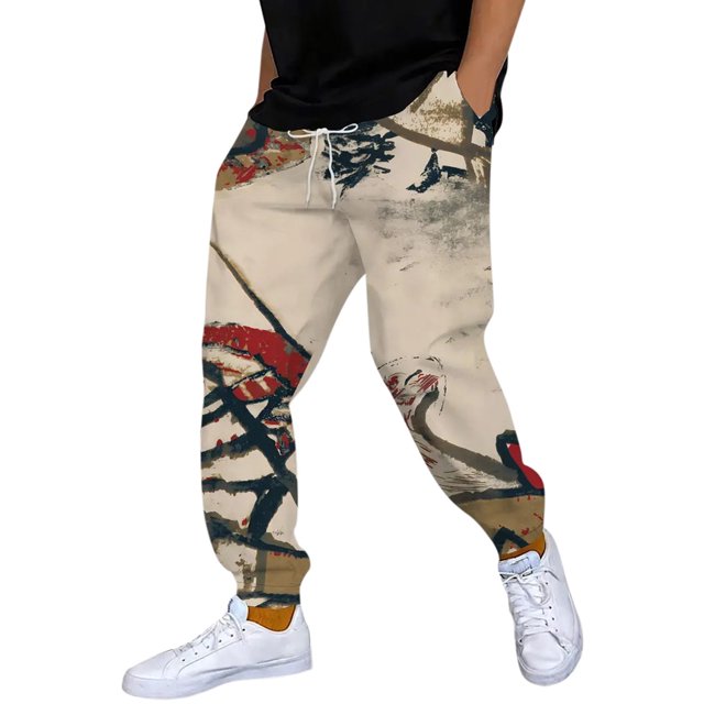 toraway Cargo Work Pants for Men Men's Drawstring Casual Pants Loose Comfortable Trendy Printed Pants XXL