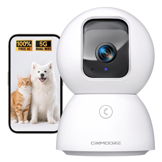 Cámara de Seguridad CINMOORE 3K para Interiores con Seguimiento AI y Reconocimiento Facial