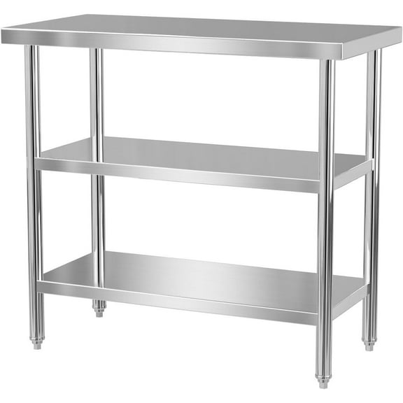 XgoodX 24" x 14" x 34" Stainless Steel Work Table with 2 Shelves Prep Table for Garage