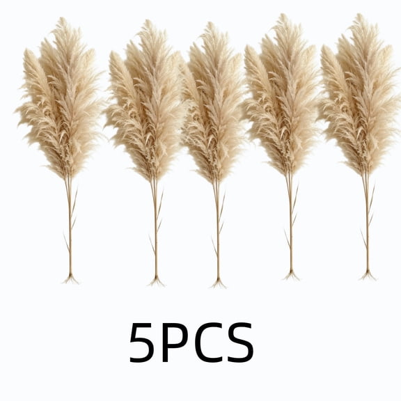 WWG Artificial Pampas Grass Stems, 5 Pcs Multicolor Plastic Flowers, Man Made Grass Decor for Vase Filler, Fall Decorations for Home, Outdoor Flowers UV Resistant, Wedding Centerpiece, Office Decor