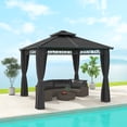 thumbnail image 2 of Outsunny Gazebo 9 Pieds x 10 Pieds à Double Toit Rigide avec Moustiquaires et Rideaux Noirs, 2 of 10