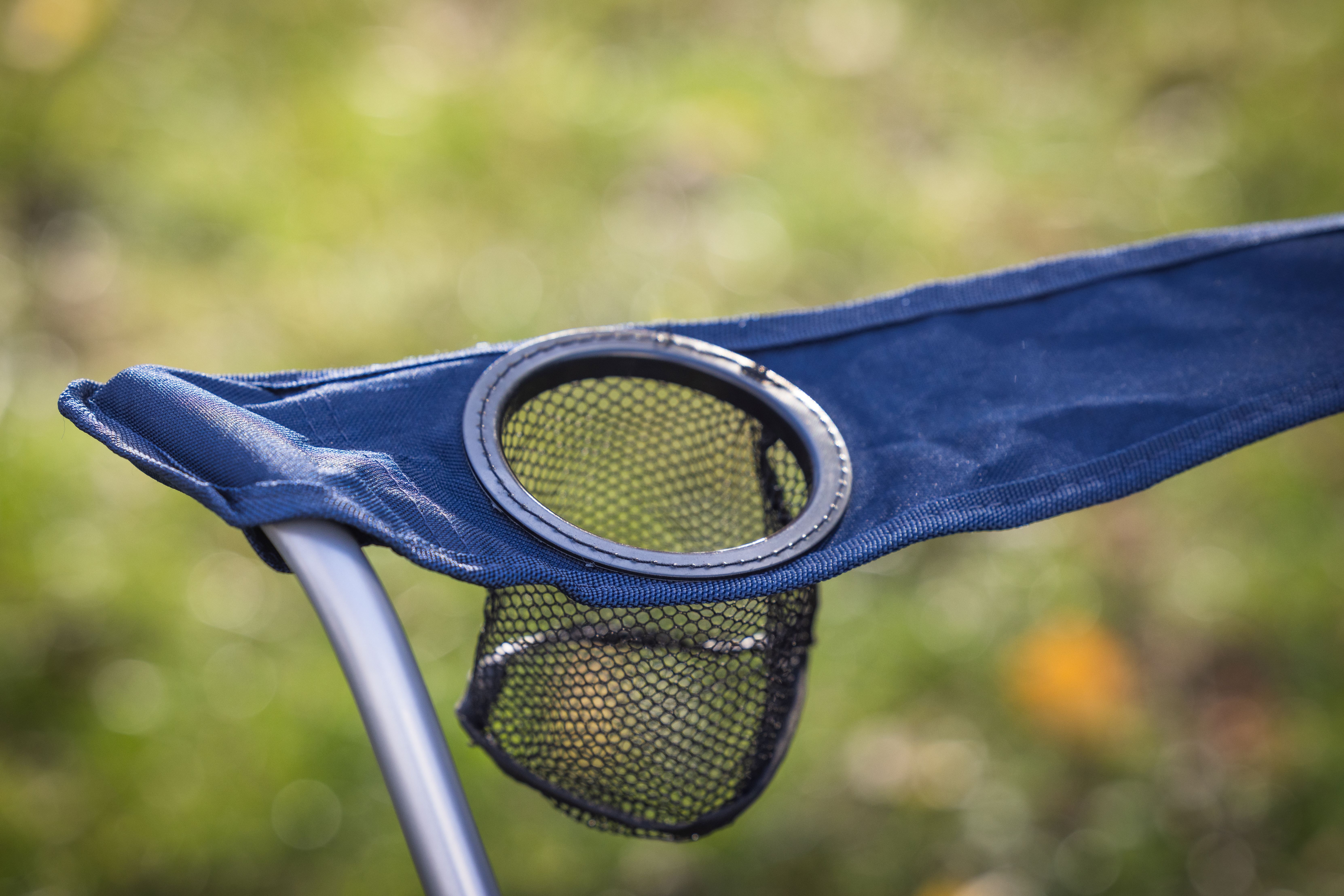 Silla de campamento plegable cuadrada con portavasos, azul oscuro 7