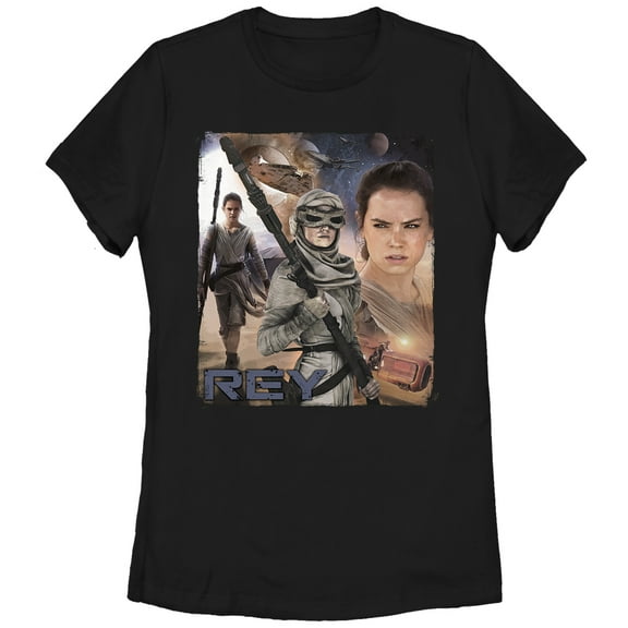 Women's Star Wars The Force Awakens Rey  Graphic Tee Black Medium