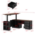 thumbnail image 3 of KULAGAGA Electric Standing Desk with Drawers and Shelves, Executive Adjustable Height Desk, L-Shaped Design, 63 inch Tabletop, for Office Deep Brown & Black, 3 of 8