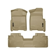 Husky Liners Weatherbeater Floor Mats | Fits 2009 - 2014 Ford F-150 SuperCab without Manual Shifter (Footwell Coverage) | Front & 2nd Row, 3-pc Tan - 98343