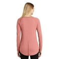 thumbnail image 3 of Wenseny Long Sleeve Fitted Shirts Tunic Round neckline Side Split Casual Shirts Pink L, 3 of 6