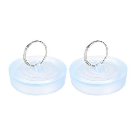 Uxcell Rubber Sink Plug, Clear Drain Stopper Fit 2" to 2-1/16" Drain with Hanging Ring for Bathtub Kitchen 2 Pack