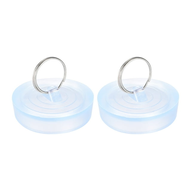 Tapón de fregadero de goma Uxcell, tapón de drenaje transparente que se adapta a desagües de 2" a 2-1/16" con anillo colgante para bañera, cocina, paquete de 2