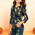 thumbnail image 2 of Girls Halloween Shirt Pumpkin Bat Print 3/4 Sleeve T Shirt Cute Graphic Tee Spooky Season Fall Halloween Outfit Kids Casual Top,2-3 Years,Green, 2 of 6