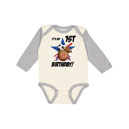 

Inktastic 1st Birthday All Stars Gift Baby Boy Long Sleeve Bodysuit