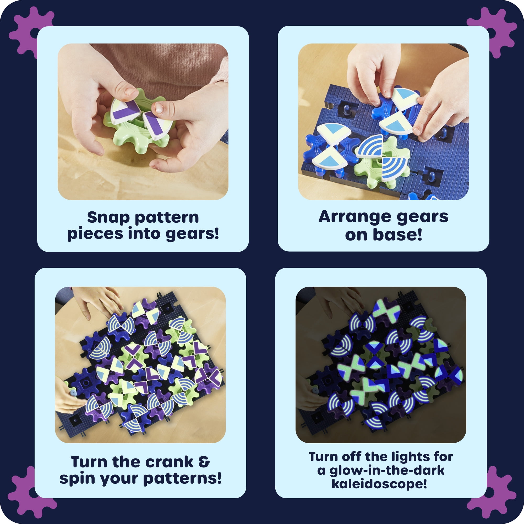 Learning Resources Glowing PatternGears -  Glow In The Dark Building Set,  Ages 4+