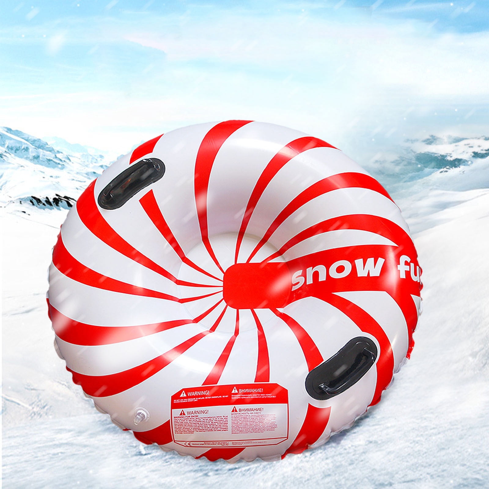 A 32 Inch Inflatable Snow Tube For Kids Winter Heavy Duty Sled For Adults Outdoor Snow Sliding