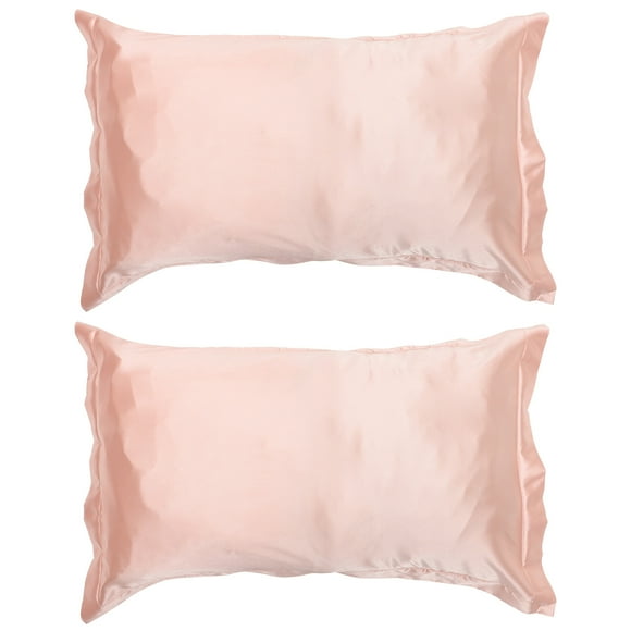 2Pc Silk Pillow Case Ice Silk Mulberry Pillowcase Cover Square Pillow Cover Plain Color Pillow Home (Pink)