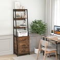 thumbnail image 2 of Gymax Ladder Bookshelf Tall Bookcase w/ 3 Open Shelves Printer Stand 3 Storage Drawers Brown, 2 of 10