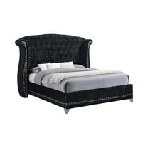 Platform Bed, Upholstered California King Bed, Black