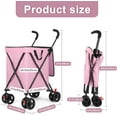 thumbnail image 2 of Folding Shopping Cart with Wheels,Foldable Shopping Cart for Groceries,Large Capacity 120lbs Utility Cart,Hulken Bag with Wheels for Laundry Grocery, Baggage, Picnic (Pink), 2 of 8