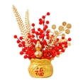 thumbnail image 3 of Esquirla Chinese Spring Festival Purse Vase Feng Shui Ornament Ceramic Flower Pot Handmade Decorative Traditional for Wall Shelf Decor Style C, 3 of 8