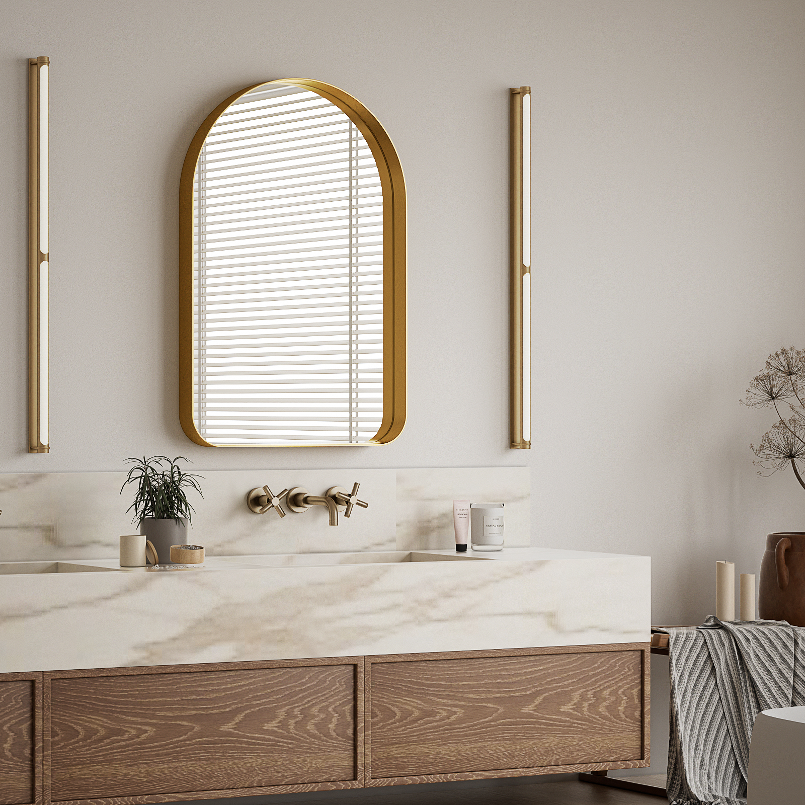 GRAHMCY 38"x26" Bathroom Vanity Rectangle Mirror With Deep Frame, Gold