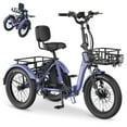 thumbnail image 3 of MOONCOOL 750W Foldable Electric Mountain Tricycle for Adult, 6 Speed 20x3.0 In Fat Tire 3Wheel Electric Bike, 48V Removable Battery, Motorized Trike w/Front & Rear Basket, Certified to UL 2849 by SGS, 3 of 11