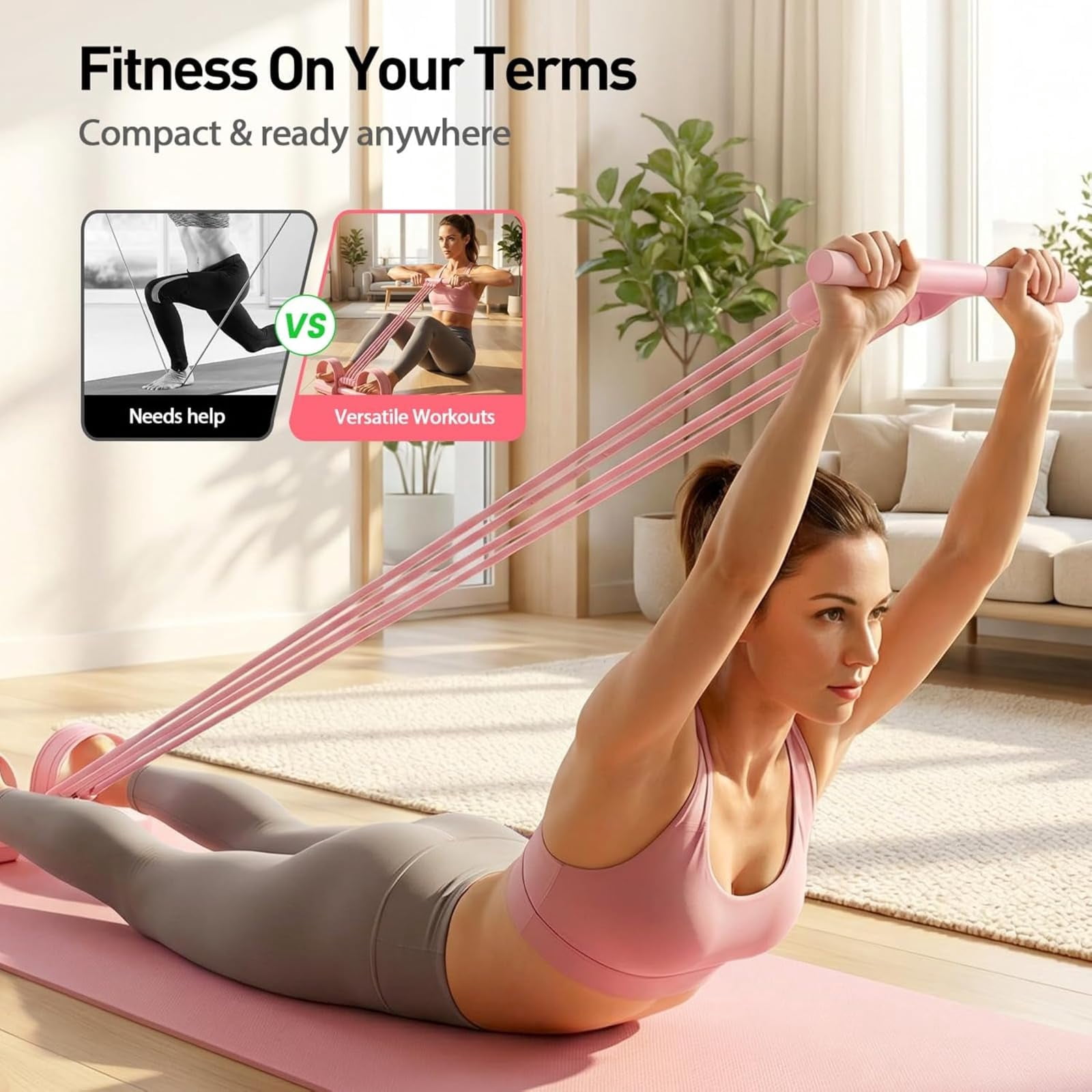 Upper Belly Resistance Band Multifunction Pedal Resistance Band | Home Exercise Equipment for Abdomen Waist Arm Leg Workout Training