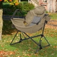 thumbnail image 4 of Ainfox Portable Hammock Camping Chairs with Pockets, Cup Holder, Headrest Cushion Pillow, Rocking, Fodable, Brown, 4 of 9