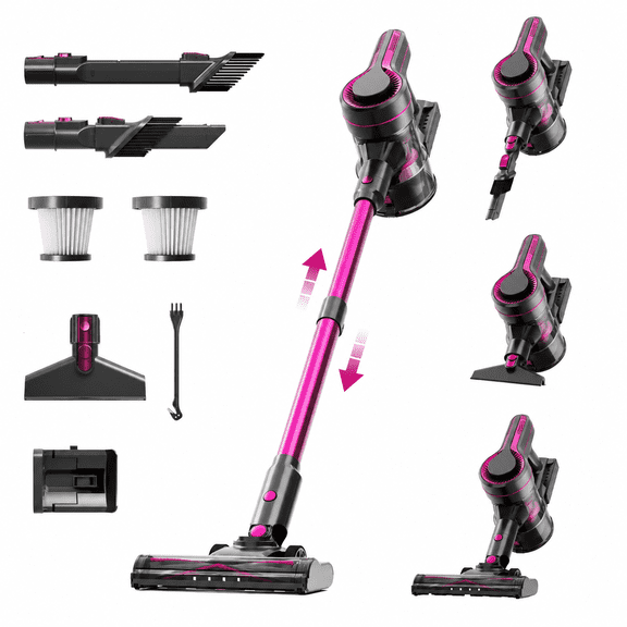 Cordless Vacuum Cleaner, 40KPa Lightweight Stick Vacuum for Home 70 Min Runtime Handheld Cleaning Telescopic Wand for Hard Floors Carpet Pet Hair Furnitur with 2-in-1 Crevice Brush