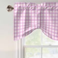 thumbnail image 4 of Pink Grid Tie Up Valance Curtains for Windows, Kitchen Curtains Window Treatments, Checkered Plaid Gingham Lattice Trellis Print Short Window Shades Valances for Bedroom Bathroom Cafe 54"x18", 4 of 8