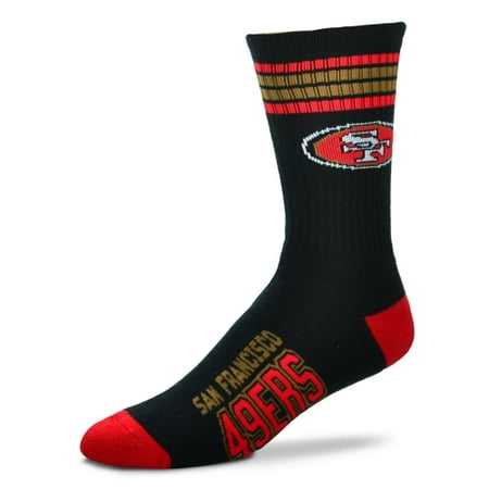 - San Francisco 49ers For Bare Feet 4-Stripe Deuce Team Color Performance Crew Socks