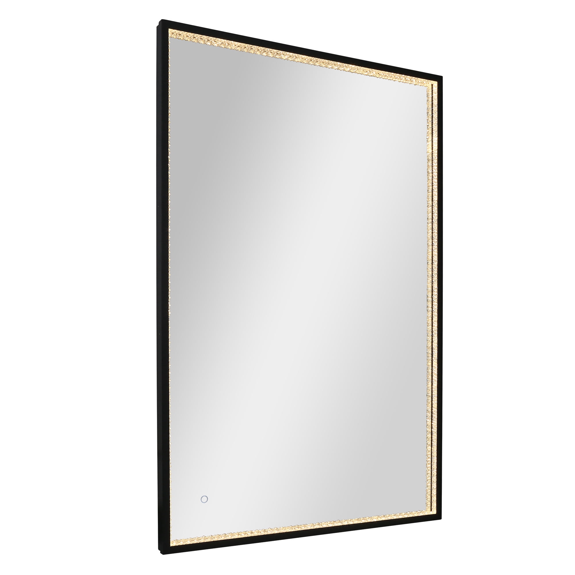 35.8-in W x 55.1-in H Rectangle Matte Black and Matte Gold Framed Full Length Lighted Vanity Mirror