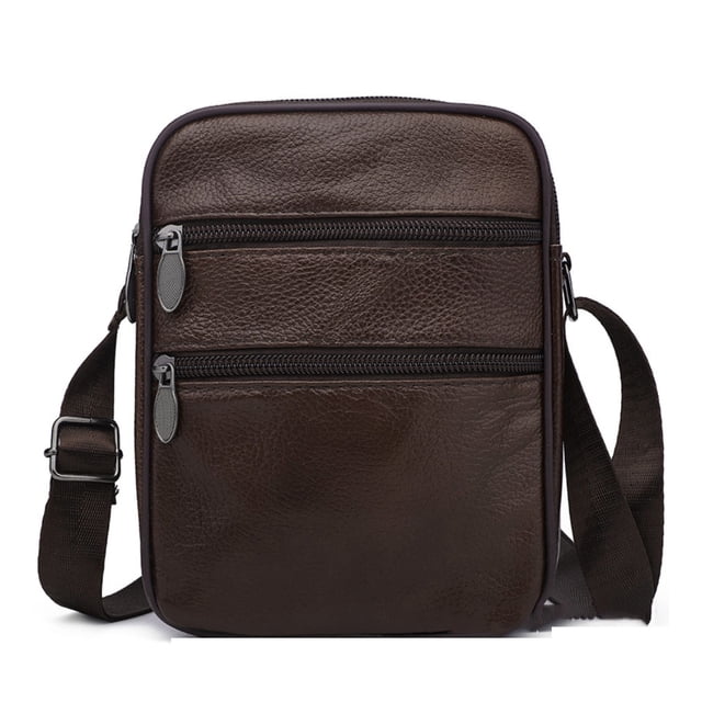 Bandolera de piel para hombre con hombros cruzados, color marrón