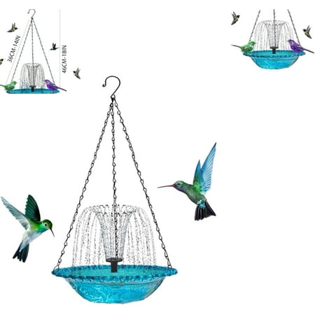 Grishay Birdbath Fountain Solar Fountain for Bird Bath Solar Bird Bath Fountains Hanging Bird Bath Solar Power Water Fountain Hanging Bird Baths(Blue)