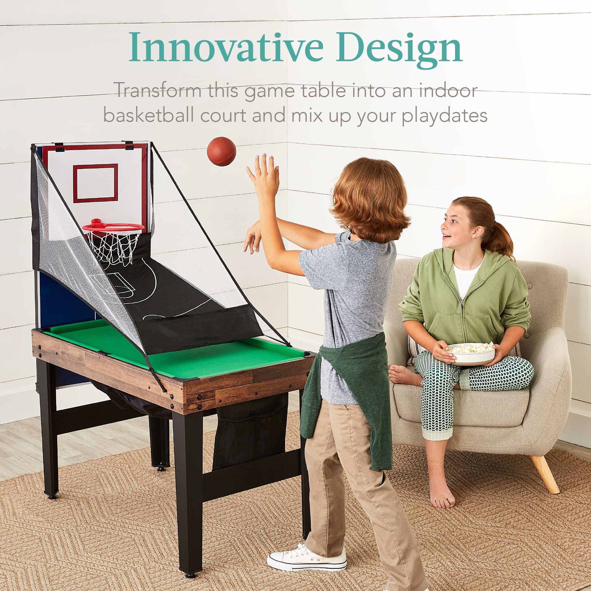 Best Choice Products 13-in-1 Combo Game Table Set w/ Ping Pong, Foosball, Basketball, Hockey, Archery - Walnut