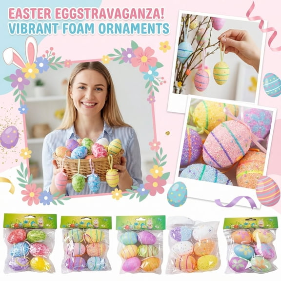 ZMYFlora Easter Egg Foam Decorations 30pcs, 3D Pastel Colored Foam Eggs for Home Decor, Easter Interior Decor, Table Centerpiece, Mantle Display and Basket Decor,A