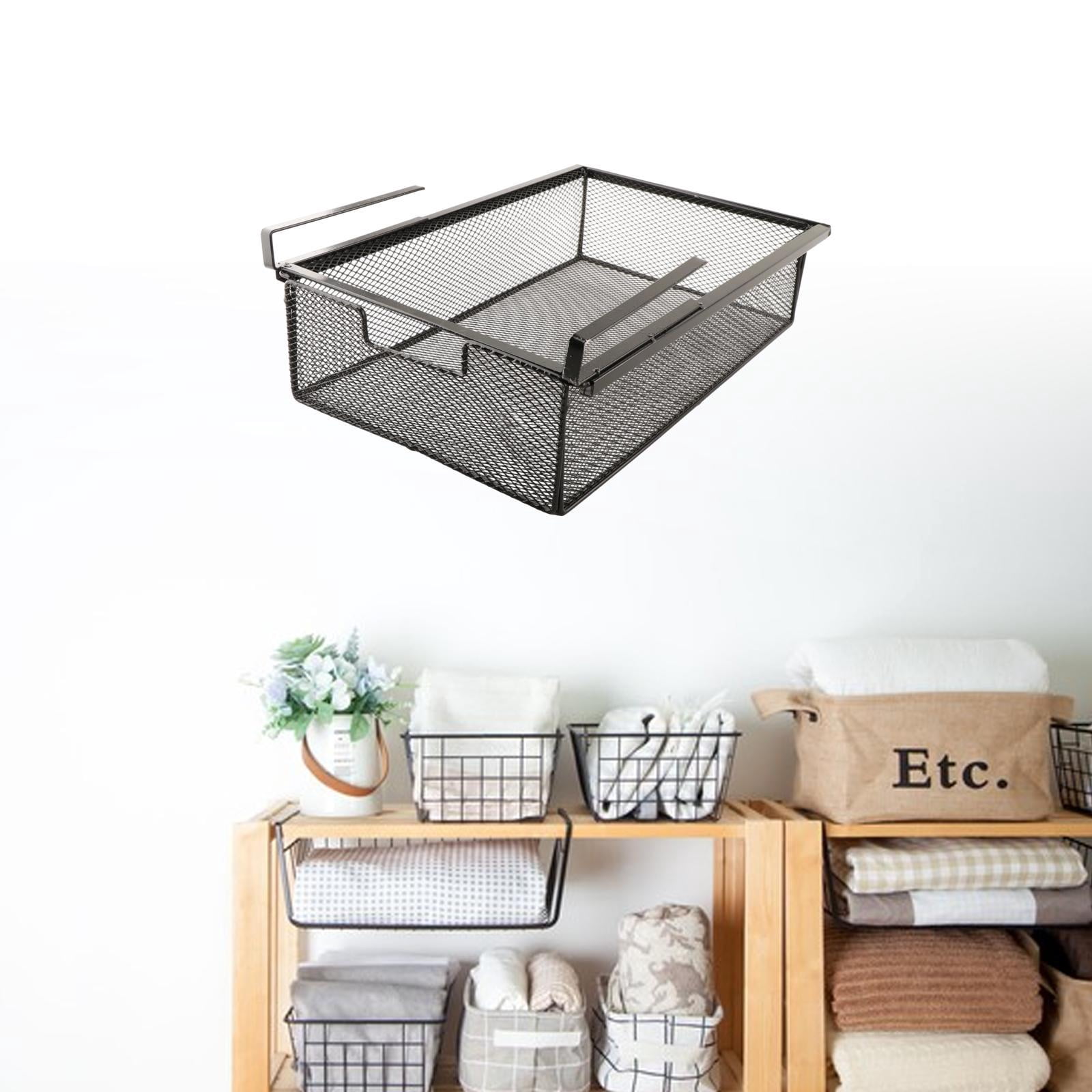 Baoblaze Under Desk Organizer Hanging Storage Shelf Pullout for Kitchen Office Pantry Black
