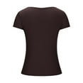 thumbnail image 4 of Mittory Women's Casual Short Sleeve Square Neck Summer Tops Ribbed Knit Slim Fit Tee Shirts, 4 of 5