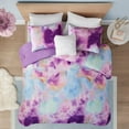 thumbnail image 3 of Bedding Sets King/Cal King Watercolor Tie Dye Printed Comforter Set with Throw Pillow,Bed Sets, 3 of 11