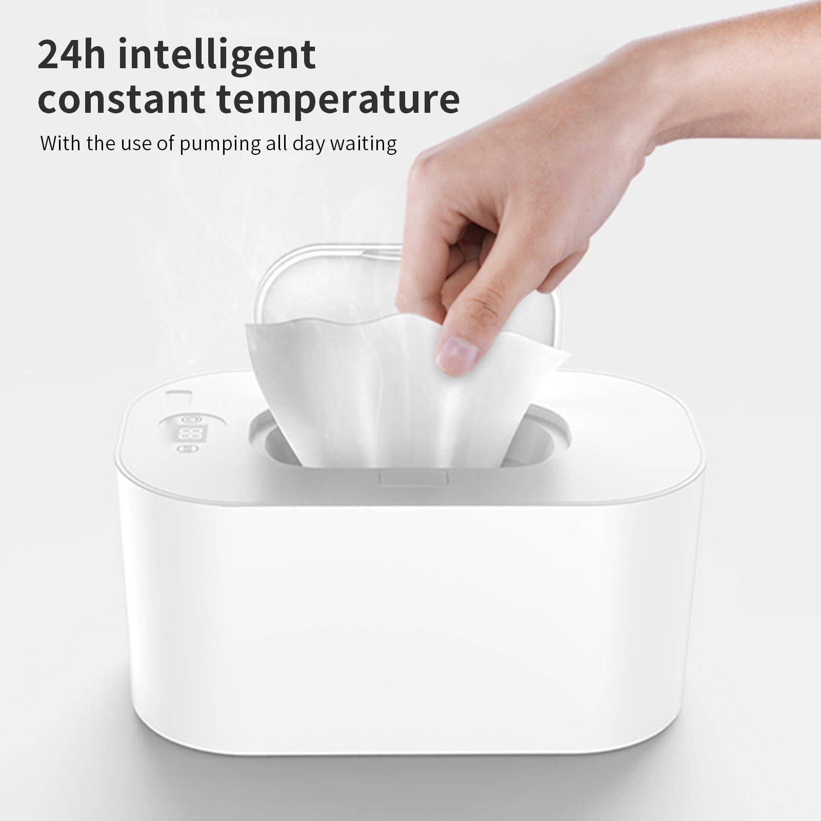 BIMZUC Portable Wet Wipes Heater – 24‑Hour Constant Temperature, 80‑Wipe Capacity, Energy‑Efficient 8W Design, White