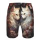 thumbnail image 3 of Balery Flower Cat Couple Traje de Baño Estilo Hawaiano para Hombre, Shorts de Secado Rápido con Bolsillos-3X-Large, 3 of 6