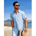 thumbnail image 4 of COOFANDY Men's Summer Short Sets Vacation Outfit Casual Button Down Shirt Beach Wedding Attire, 4 of 6